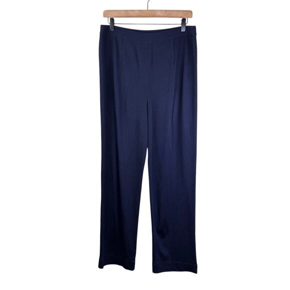Exclusively Misook Navy Blue Acrylic Knit Pull On Full Length Straight Leg Pants - Picture 1 of 6